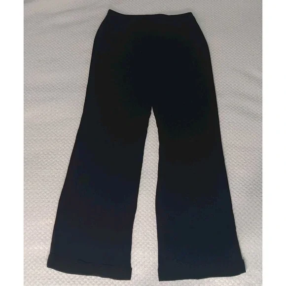 Akris Wide Leg 100% Silk Sheer Black Side Zip Cuffed Trouser PantsWomen's Sz 6